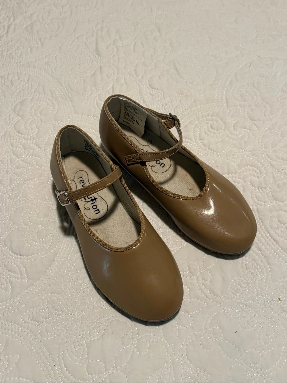Revolution Mary Jane Dance Tap Kids Shoes in Nude Tan style 826